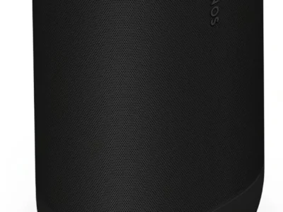 Sonos Move 2 portable Bluetooth speaker in black, angled front view