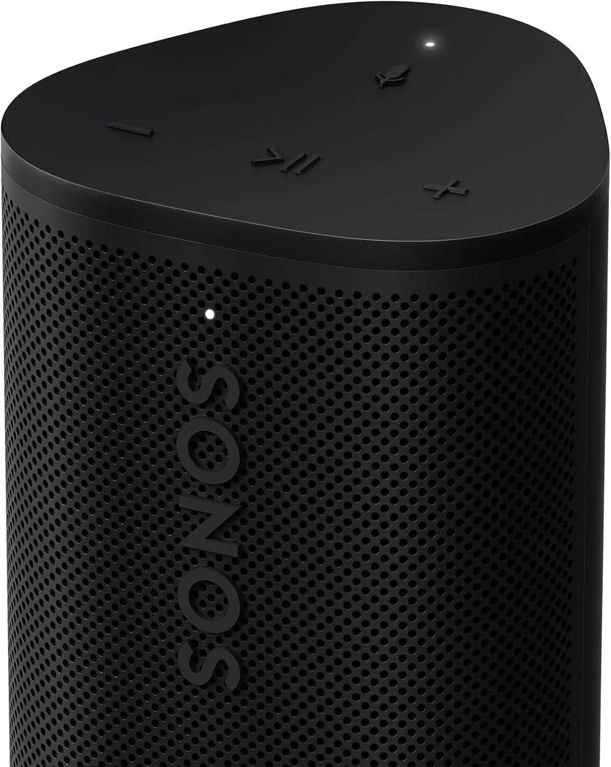 Top view of the Sonos Roam 2 showing its tactile playback control buttons