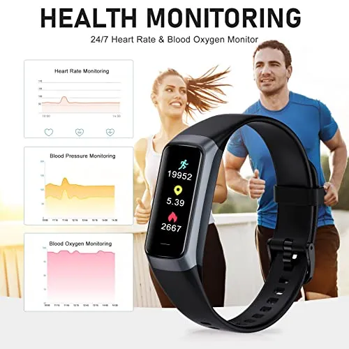 Bakoor Fitness Tracker, Activity Trackers with 24/7Heart Rate, Step Tracker, Step Counter Pedometer for Android iOS Men