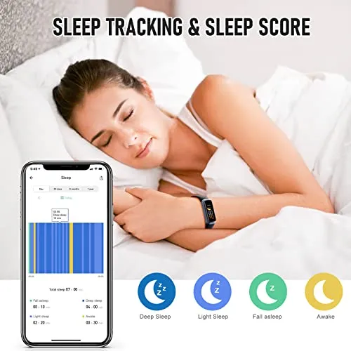 Bakoor Fitness Tracker, Activity Trackers with 24/7Heart Rate, Step Tracker, Step Counter Pedometer for Android iOS Men