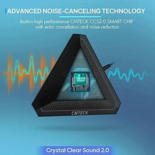 CMTECK USB Conference Microphone, Desktop Computer Mic, Mute Button with LED Indicator, Omnidirectional Condenser Boundary