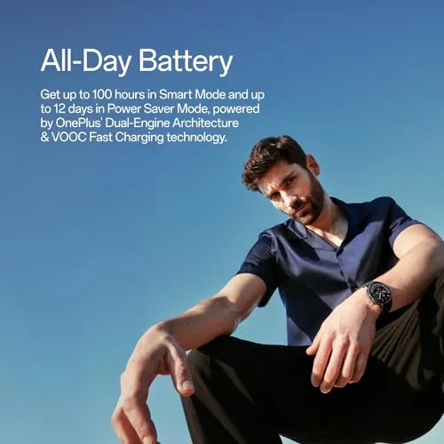 ONEPLUS Watch 2 Black Steel, 32GB, 100-Hour Battery, Health & Fitness Tracking, Sapphire Crystal Design, Dual-Engine, Wear