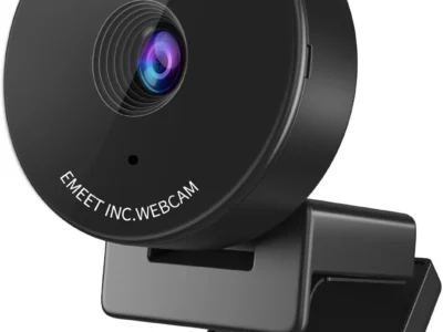 EMEET C950 1080P Webcam in black with a round body, single lens, indicator light and clip stand