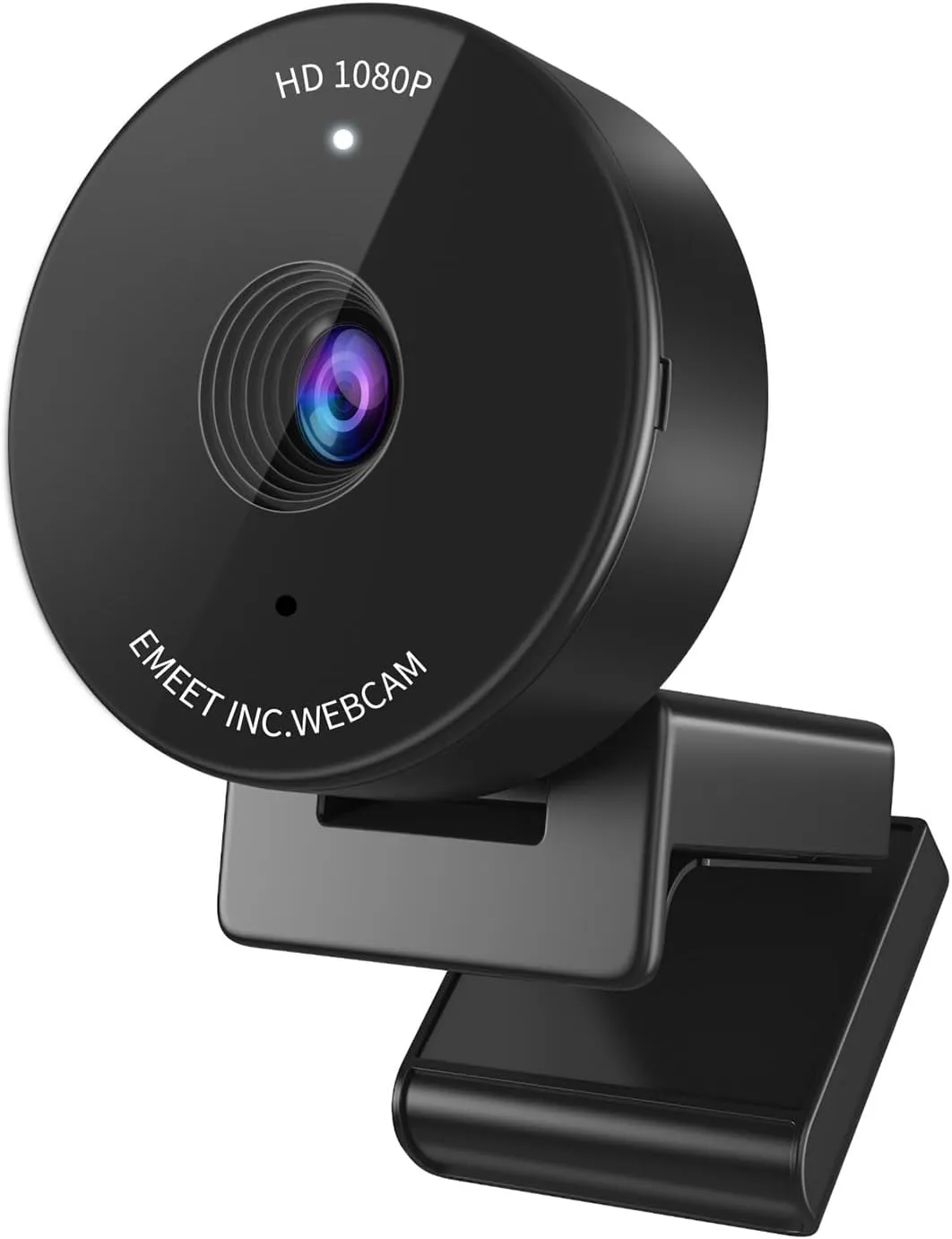 EMEET C950 1080P Webcam in black with a round body, single lens, indicator light and clip stand