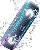 ERKEI SEHN Portable Bluetooth Speaker, IPX7 Waterproof Wireless Speaker with Colorful Flashing Lights, 25W Super Bass 24H Playtime, 100ft Range, TWS Pairing for Outdoor, Home, Party, Beach, Travel