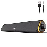 SOULION R50 Bluetooth Computer Speakers, 3.5mm PC Sound Bar for Desktop Monitor, Wired USB Powered & Colorful RGB Lights with Switch Button, Stereo Surround Sound Soundbar PC Spearkers for Computer