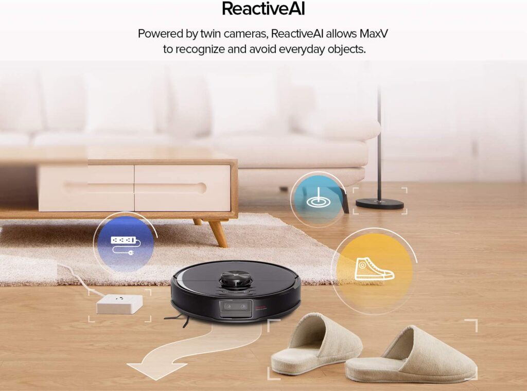 Roborock S6 MaxV ReactiveAI allows MaxV to recognize and avoid everyday objects