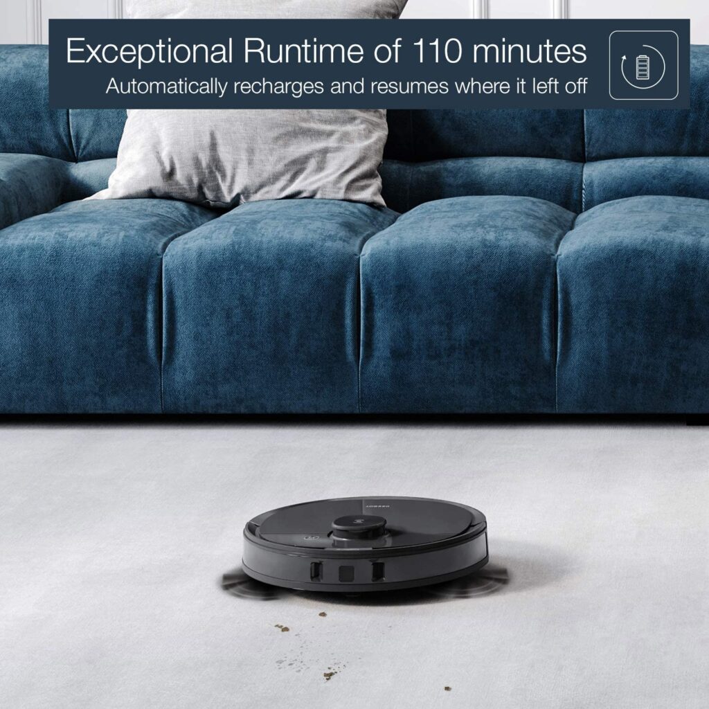 Ecovacs Deebot N8 Pro+ runtime of 110 minutes