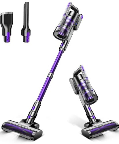 PRETTYCARE Cordless Vacuum Cleaner, 30Kpa Powerful Stick Vacuum with 260W  Brushless Motor, LED Touch Display, 45 Mins Long Runtime, Self-Standing