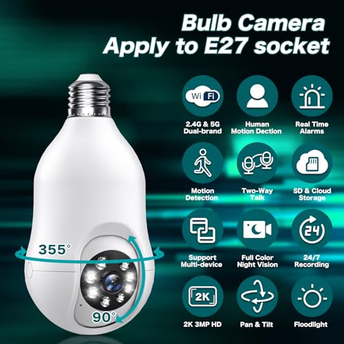 COMBATH Light Bulb Security Camera