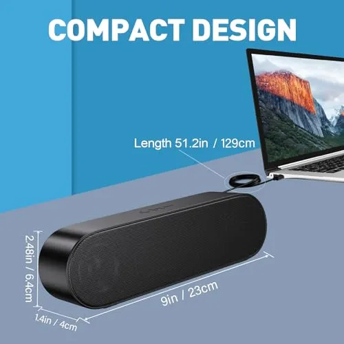 ABRRU USB Computer Speakers, PC Speakers for Desktop, Laptop Speakers with Crystal Clear Sound, Loud Volume, Volume Control