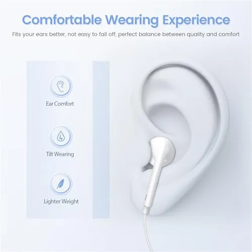 ACCZPRA 2 Pack-Apple Earbuds/iPhone Headphones/Lightning [Apple MFi Certified] Wired Earphones Built-in Microphone & Volume