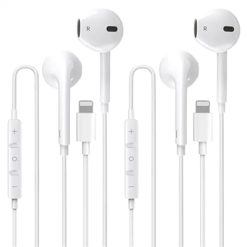 ACCZPRA 2 Pack-Apple Earbuds/iPhone Headphones/Lightning [Apple MFi Certified] Wired Earphones Built-in Microphone & Volume