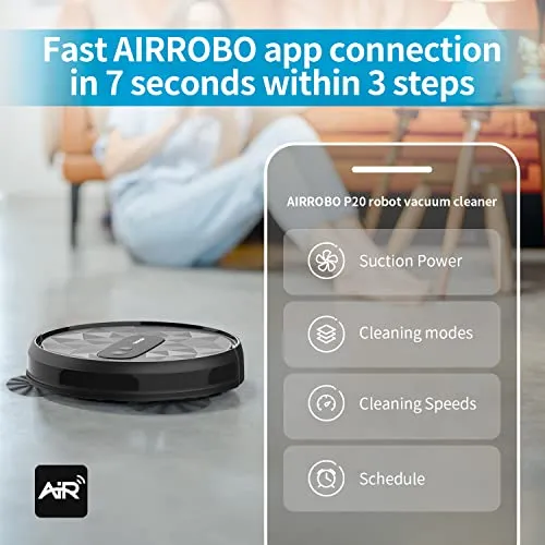 AIRROBO Robot Vacuum Cleaner with 2800Pa Suction Power, App Control, 120 Mins Runtime, Self-Charging Robotic Vacuum Cleaner