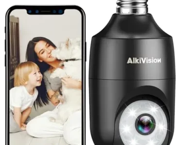 AlkiVision 2K Light Bulb Security Camera Wireless Outdoor - 360° AI Motion Detection Cameras for Home Security Outside, 2.4G