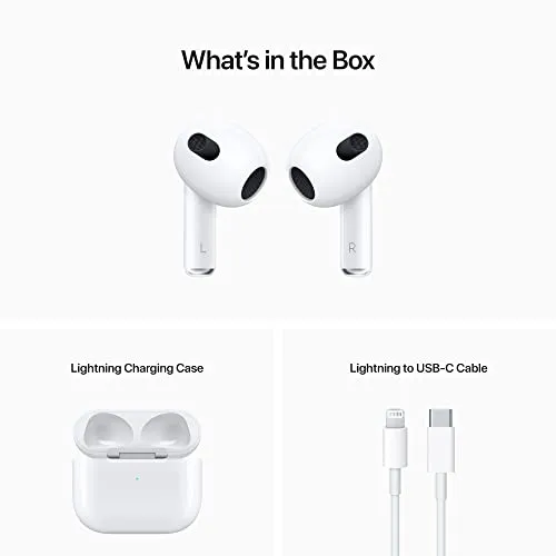 Apple AirPods (3rd Generation) Wireless Ear Buds, Bluetooth Headphones, Personalized Spatial Audio, Sweat and Water