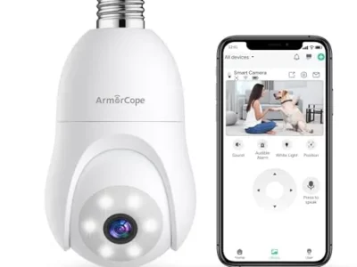 Armorcope 2K Light Bulb Security Camera 2.4GHz, 360° Motion Tracking Wireless Security Camera Outside, Full-Color Night