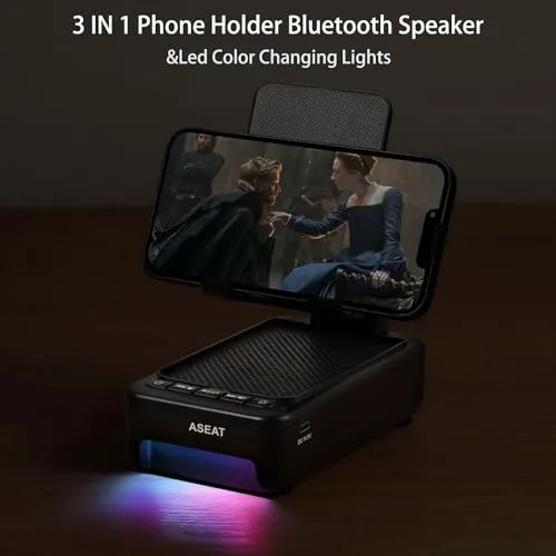 ASEAT Gifts for Men Him, Cell Phone Stand with Bluetooth Speaker&Led Color Changing Light, Unique Gifts for Women Dad Her