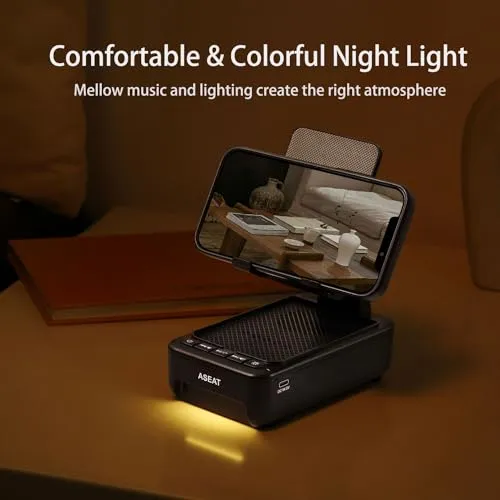 ASEAT Gifts for Men Him, Cell Phone Stand with Bluetooth Speaker&Led Color Changing Light, Unique Gifts for Women Dad Her