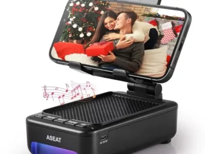 ASEAT Gifts for Men Him, Cell Phone Stand with Bluetooth Speaker&Led Color Changing Light, Unique Gifts for Women Dad Her