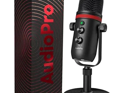 AUDIOPRO USB Microphone, Computer Condenser Gaming Mic for PC/Laptop/Phone/PS4/5, Headphone Output, Volume Control, USB Type