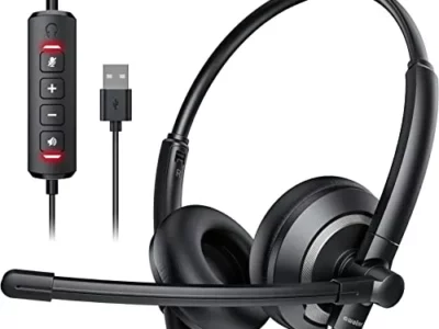 awatrue USB Headset with Microphone for PC Laptop - Headphones with Noise Cancelling Microphone for Computer,On-Ear Wired