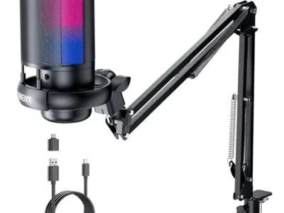 BBeiyy Gaming USB Microphone for PC with ARM, BBEIYY Mic for Gamer 192kHz/24Bit Noise Cancellation Condenser microphone with