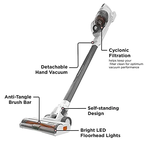 BLACK+DECKER POWERSERIES+ 20V MAX Cordless Vacuum, LED Floor Lights, Autosense Technology, For Multi-Surfaces (BHFEA520J),