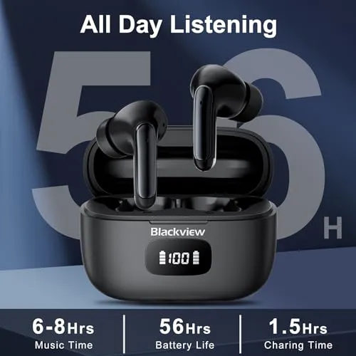 Blackview Wireless Earbuds in Ear Headphones Wireless Bluetooth 5.3, TWS Ear Buds Built-in Mic Sports Noise Canceling