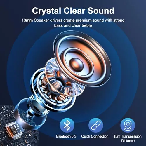 Blackview Wireless Earbuds in Ear Headphones Wireless Bluetooth 5.3, TWS Ear Buds Built-in Mic Sports Noise Canceling