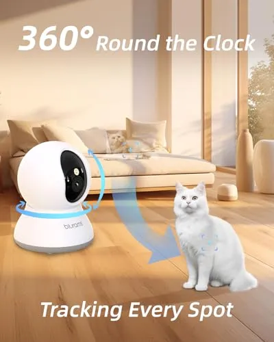 blurams Pet Camera 2K, 360° Indoor Security Camera, Dog Camera with Phone App, PTZ Cameras for Home Security Indoor, 2-Way