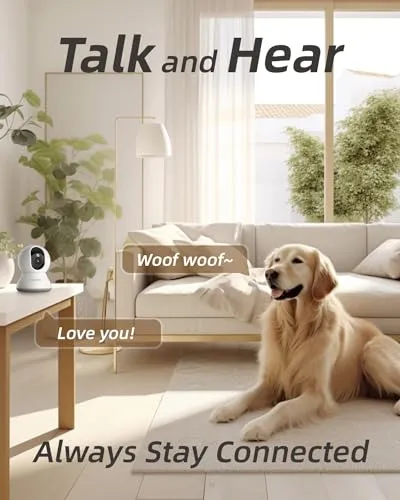 blurams Pet Camera 2K, 360° Indoor Security Camera, Dog Camera with Phone App, PTZ Cameras for Home Security Indoor, 2-Way