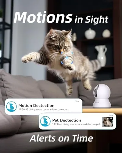 blurams Pet Camera 2K, 360° Indoor Security Camera, Dog Camera with Phone App, PTZ Cameras for Home Security Indoor, 2-Way