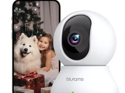 blurams Security Camera, 2K Indoor Camera 360° Pet Camera for Home Security w/Motion Tracking, Phone App, 2-Way Audio, IR