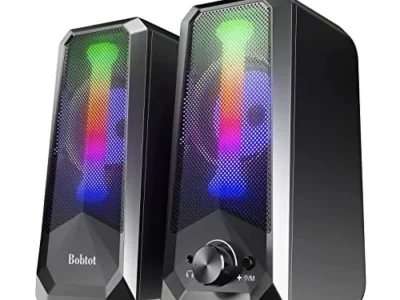 Bobtot Computer Speakers HiFi Stereo Sound - 2.0 Channel RGB Desktop Speakers PC Speaker with Bluetooth Volume Control USB