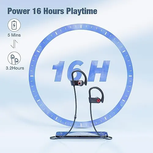 Boean Bluetooth Headphones, Wireless Earbuds with 16 Hours Playtime Bluetooth 5.3 Wireless Headphones HD Deep Bass Stereo