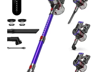 BuTure Cordless Vacuum Cleaner, 400W 33Kpa Powerful Stick Vacuum with 55min Runtime Detachable Battery, Touch Display and