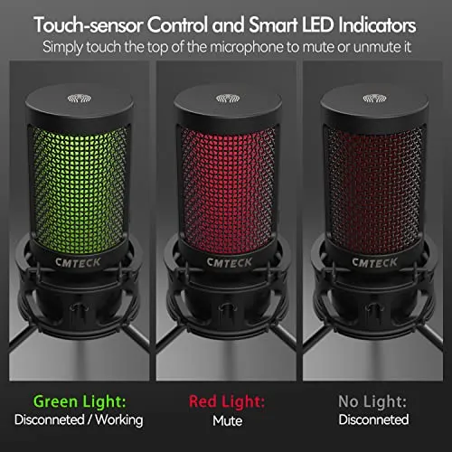 CMTECK USB Microphone, Podcast Microphone with Pop Filter & Mute Button, Compatible Desktop Computer and Laptop microphone -