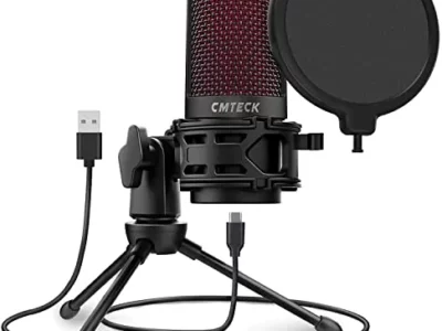CMTECK USB Microphone, Podcast Microphone with Pop Filter & Mute Button, Compatible Desktop Computer and Laptop microphone
