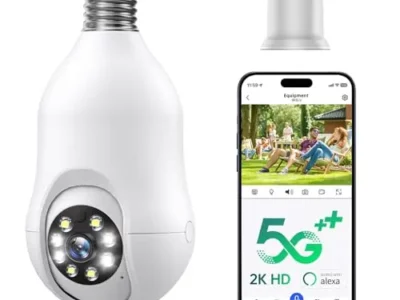 COMBATH Light Bulb Security Camera, 5G/2.4GHz WiFi 2K Light Bulb Cameras Outdoor Indoor with E27 Socket, Motion Detection
