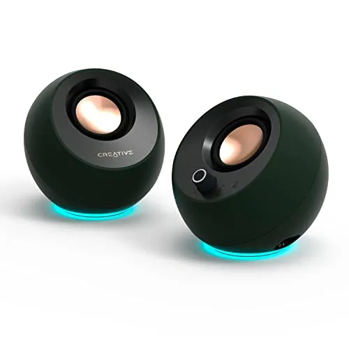 Creative Pebble Pro Minimalist 2.0 USB-C Computer Speakers with Bluetooth 5.3 and Customizable RGB Lighting, Clear Dialog