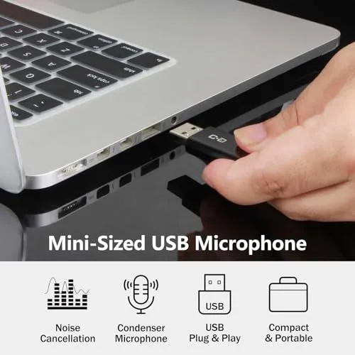 DUNGZDUZ USB Microphone for Laptop and Desktop Computer, High Sensitivity for Clear Call, Plug-and-Play, High Gain, Cordless
