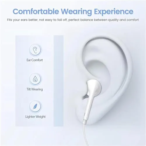 Ealitak 2 Packs iPhone Headphones for Apple Earbuds Wired Lightning Earphones [Apple MFi Certified] (Built-in Mic and Volume