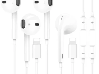 Ealitak 2 Packs iPhone Headphones for Apple Earbuds Wired Lightning Earphones [Apple MFi Certified] (Built-in Mic and Volume