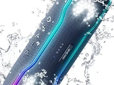 ERKEI SEHN Portable Bluetooth Speaker, IPX7 Waterproof Wireless Speaker with Colorful Flashing Lights, 25W Super Bass 24H