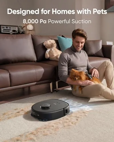eufy X10 Pro Omni Robot Vacuum and Mop with 8,000 Pa Suction, Dual Mops with 12 mm Auto-Lift and Carpet Detection, AI