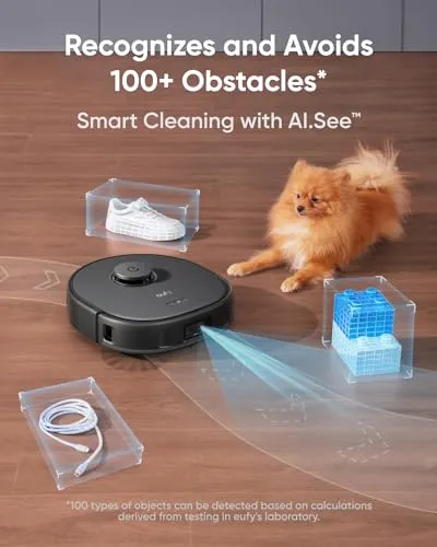 eufy X10 Pro Omni Robot Vacuum and Mop with 8,000 Pa Suction, Dual Mops with 12 mm Auto-Lift and Carpet Detection, AI