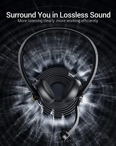 FEABASK USB Headset with Microphone for PC Laptop - Wired Computer Headphones with Noise Cancelling Microphone for Home