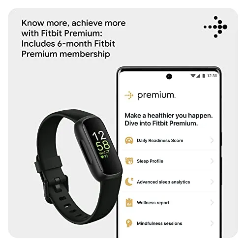 Fitbit Inspire 3 Health &-Fitness-Tracker with Stress Management, Workout Intensity, Sleep Tracking, 24/7 Heart Rate and