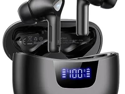 FORTECLEAR Wireless Earbuds Bluetooth V5.3 Headphones 50H Playback Deep Bass Stereo Ear Buds with LED Power Display Charging